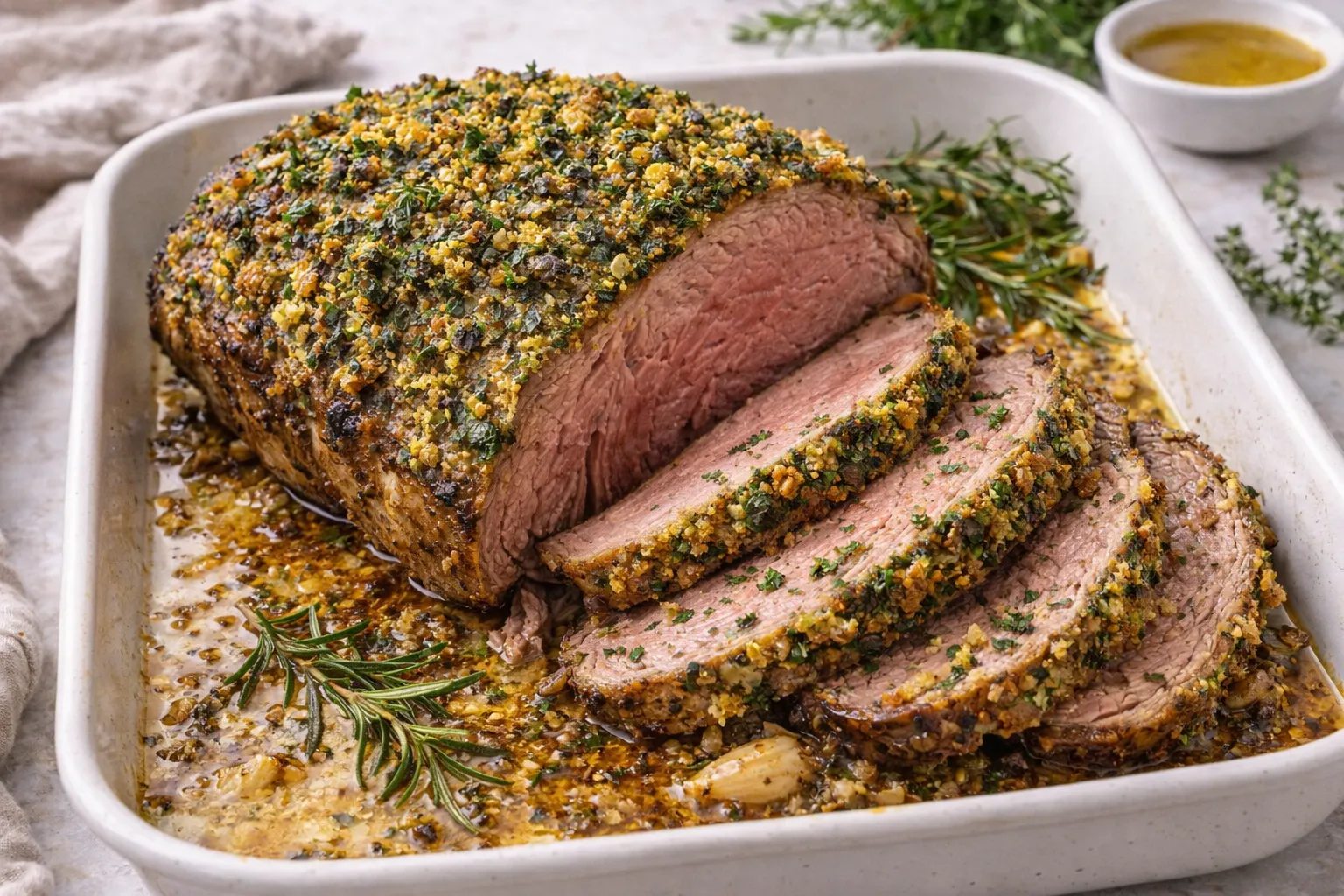 Agneau en croûte d’herbes