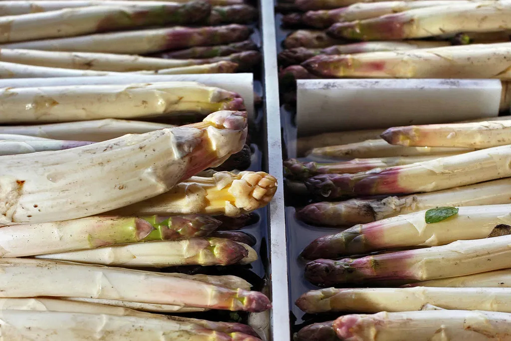 Asperges blanches avec sauce à la crème de cajou