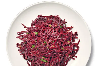 Betteraves crues avec vinaigrette au sherry