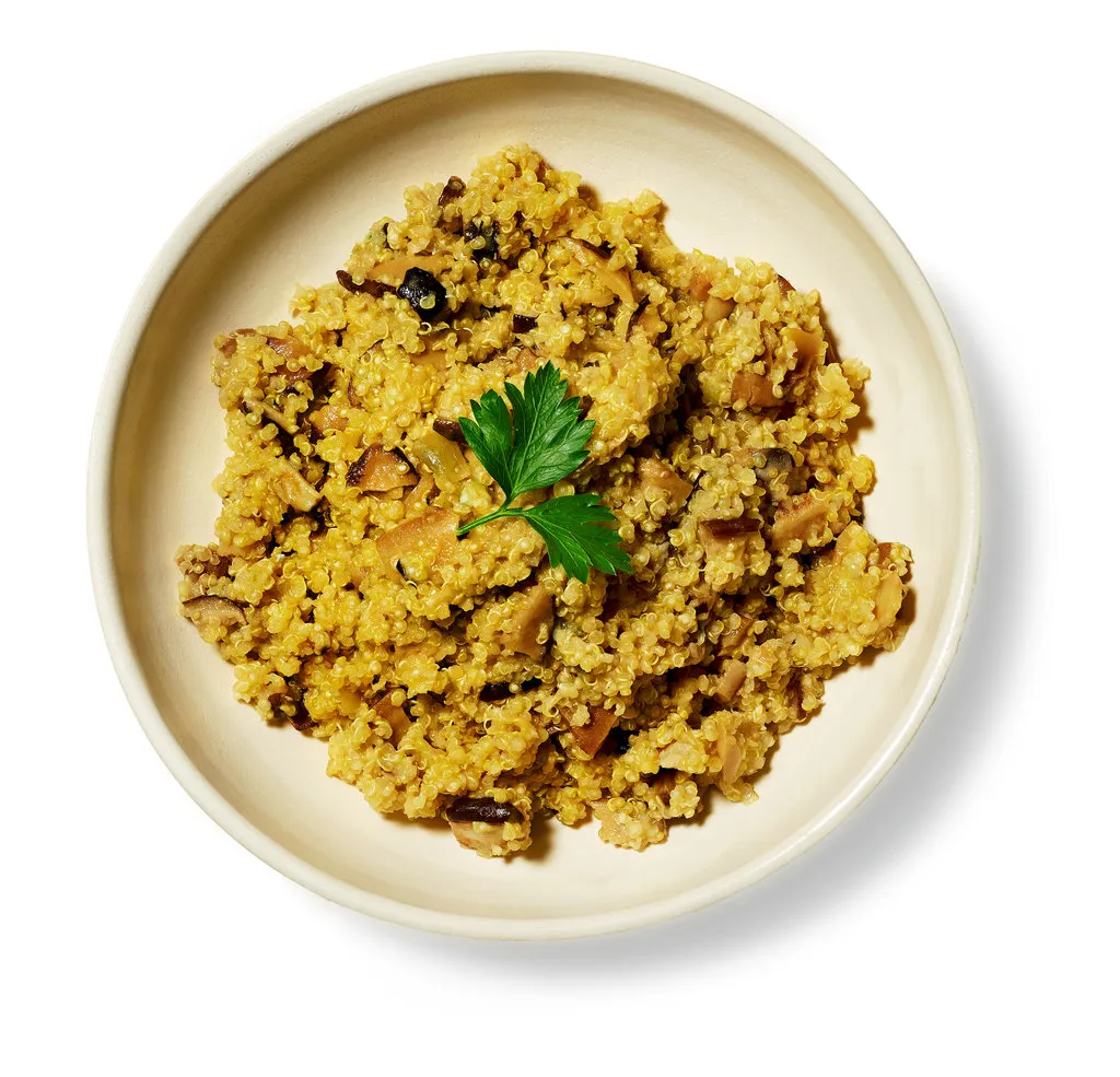 Risotto au quinoa aux trois fromages et champignons